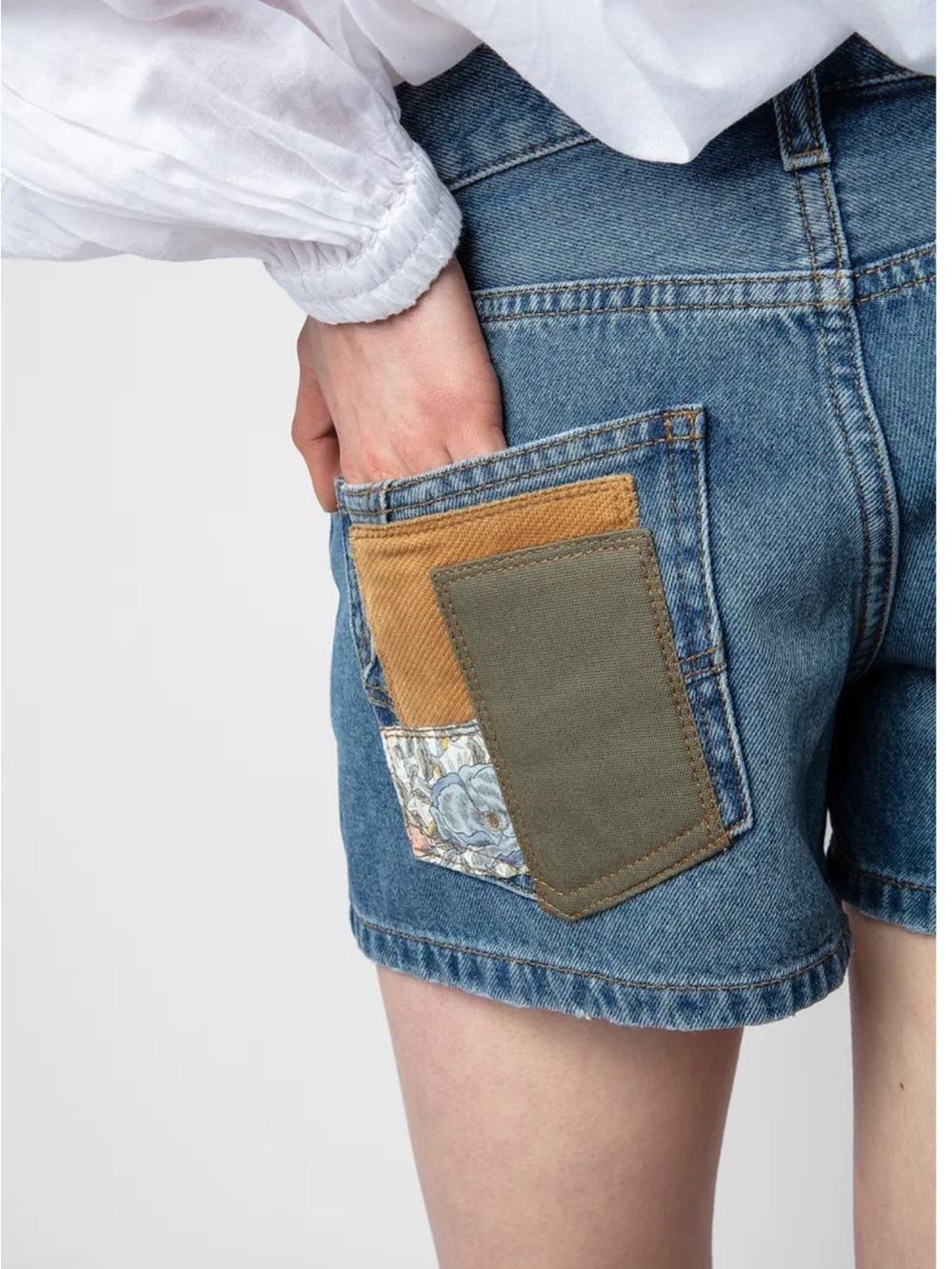 Zadig & Voltaire Défilé Sina Denim Eco Patch Shorts NWT Designer Jean Shorts F36 - Picture 3 of 16